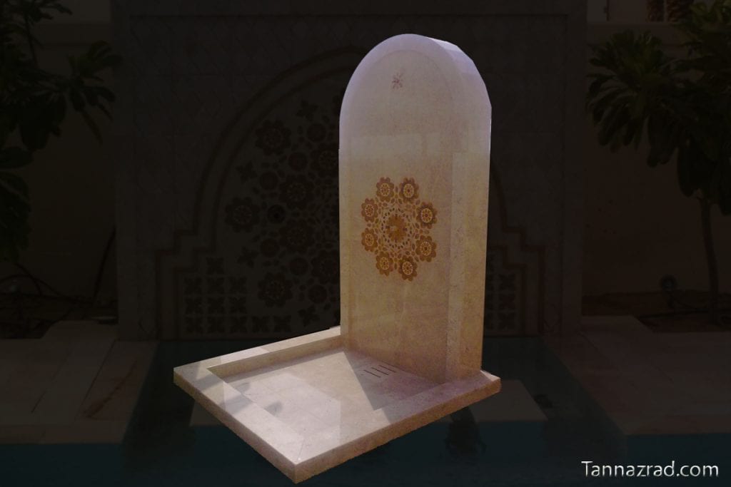 Wall fountain and marble shower