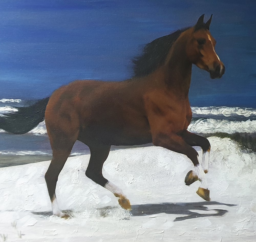 Brown-Horse-in-Snow-40x-50-cms-February-2021