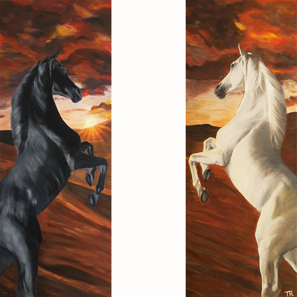 Right-and-left-horse-30-x-80-cms