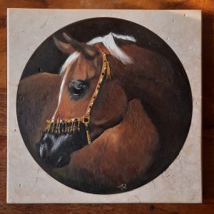 Oil Painting on marble - 15 x 15 cm