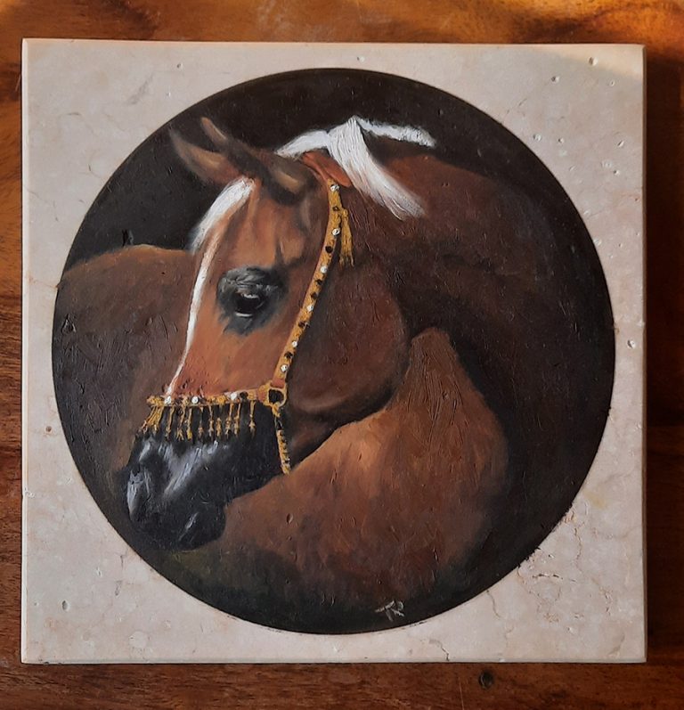 Oil Painting on marble - 15 x 15 cm