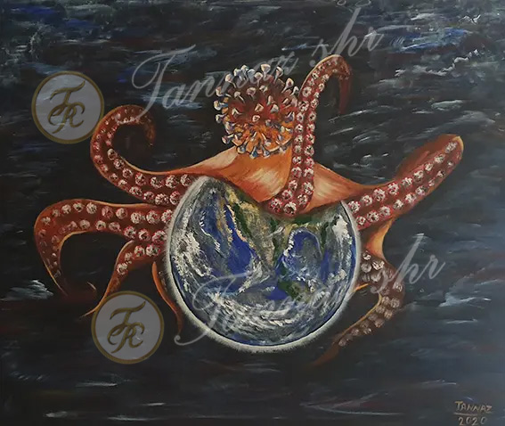 Corona 2020 size 76 x 91x 1.5 cm